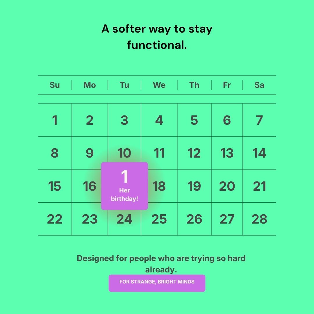 ADHD New Parent Survival Calendar