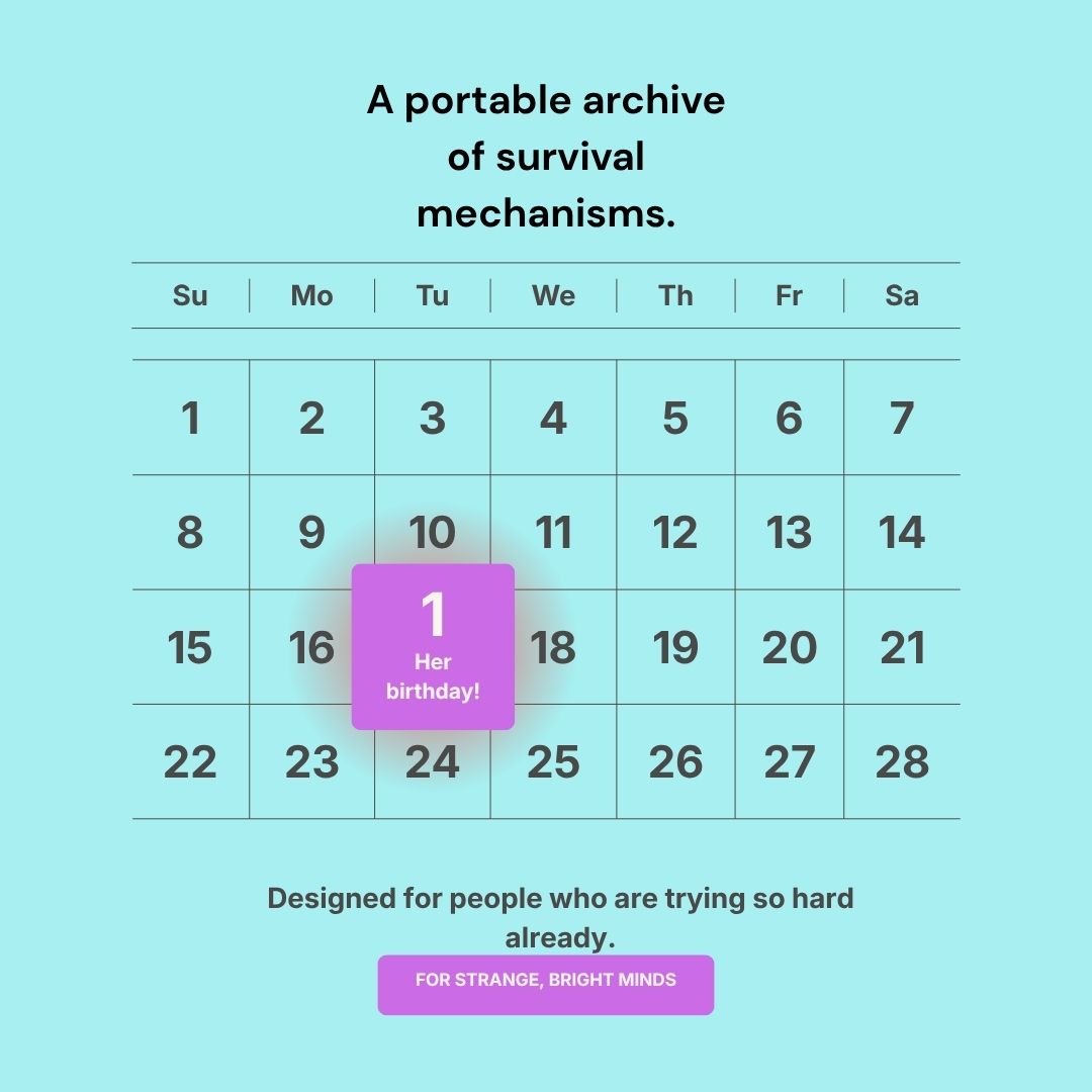ADHD New Parent Survival Calendar