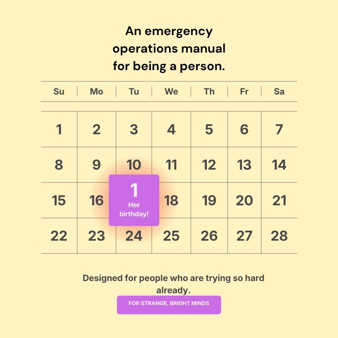 ADHD New Parent Survival Calendar